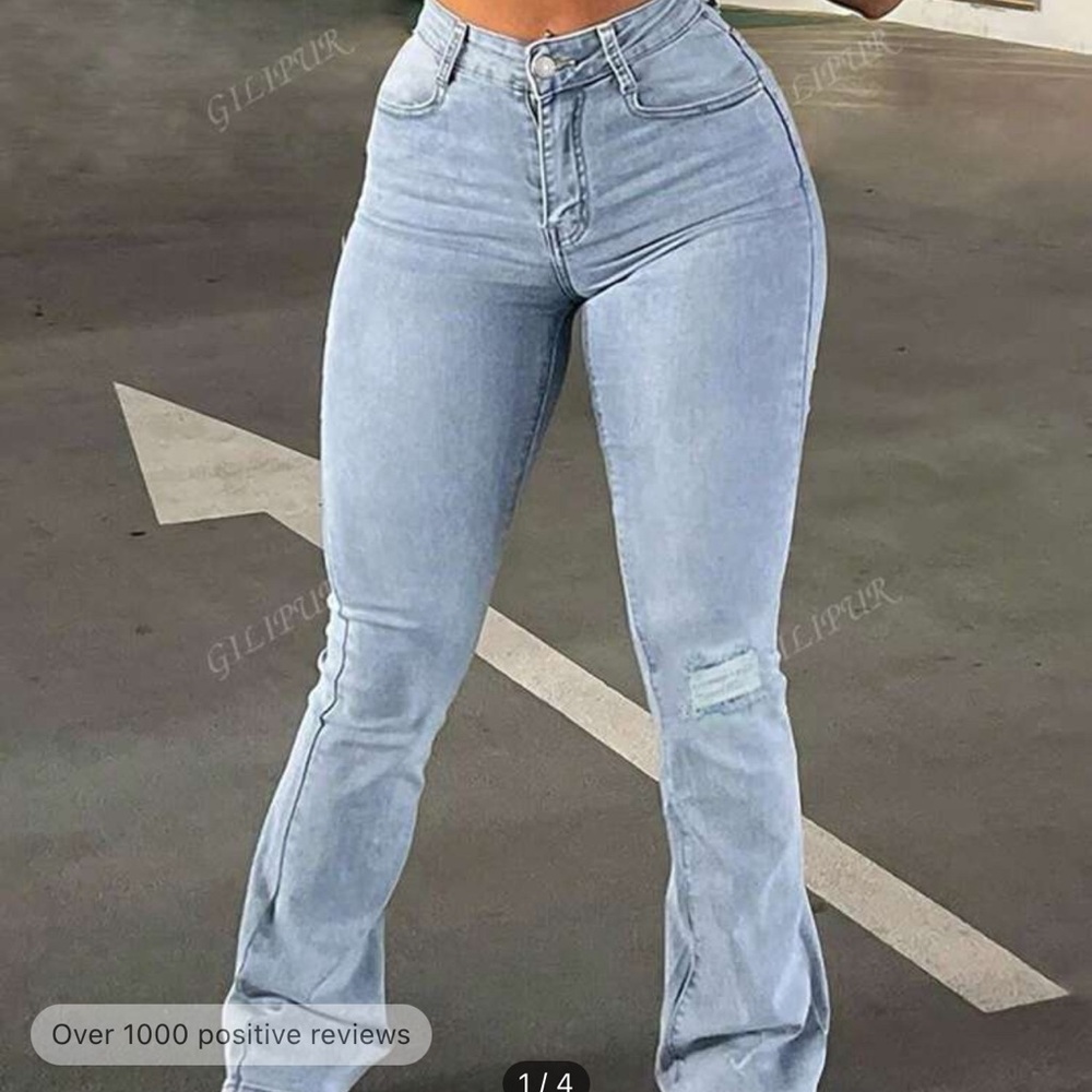 Light wash wide leg denim